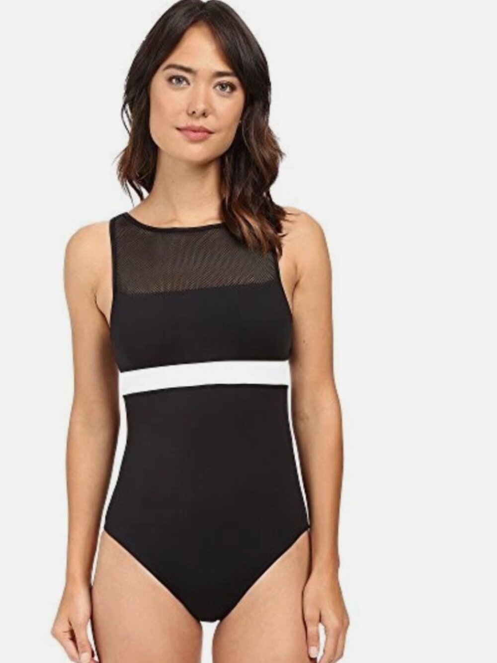 NWT Ralph Lauren Swimsuit Bikini 1 One piece Size 14 High Neck Mesh